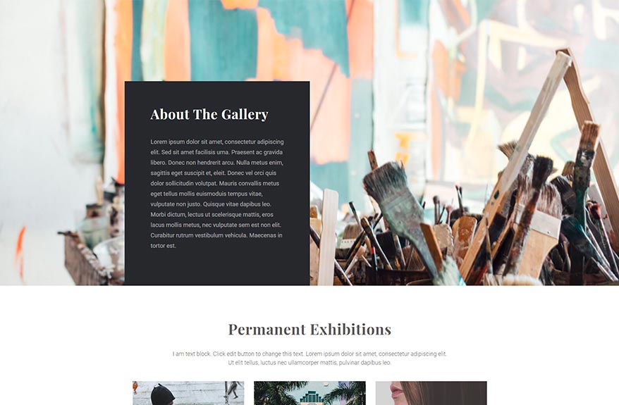 Free Elementor Template for a About Gallery Page