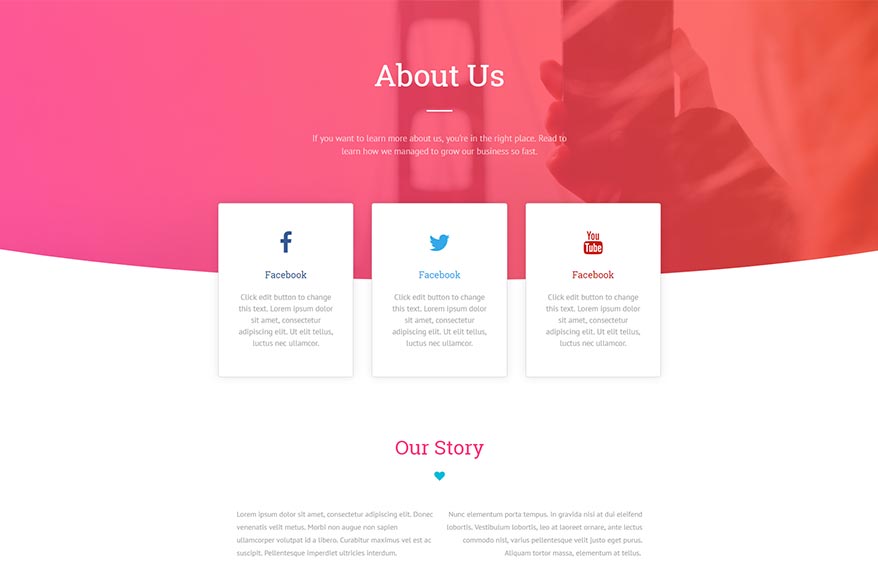 Free Elementor Template for an About Us Page - Elementor Den Showcase