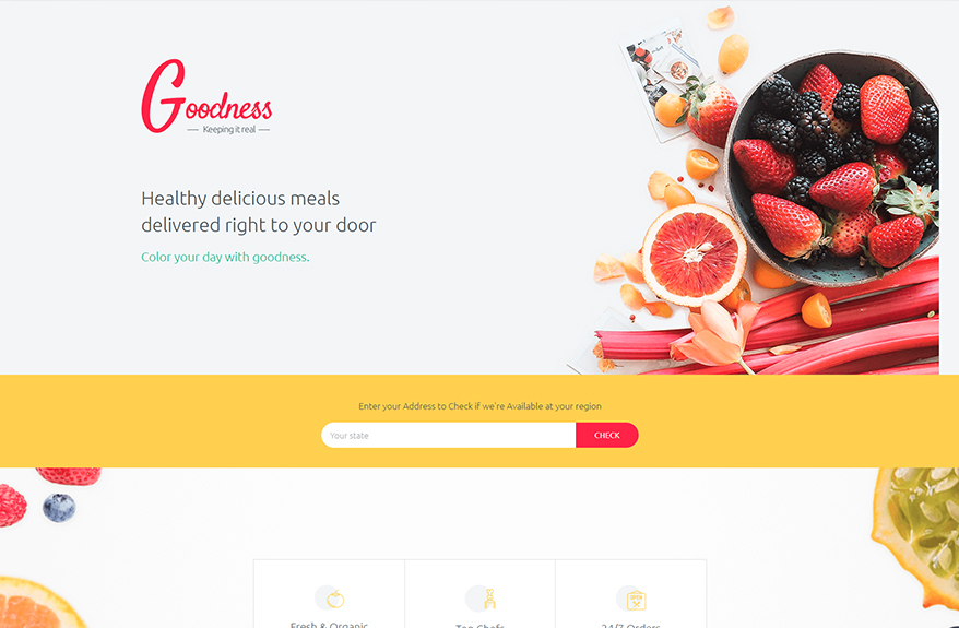 Free Elementor Template for a goodness meal services - Elementor Den Showcase