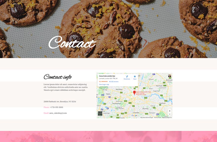 Free Awesome Elementor Contact Page for a Cake Shop