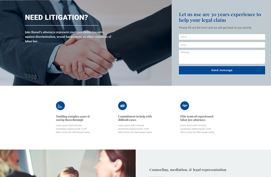 Free Elementor Template Landing Page for a Law Office - Elementor Den Showcase