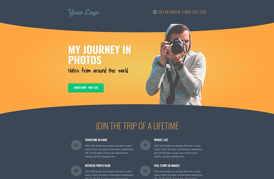 Free Elementor Template Landing Page for a Photographer 