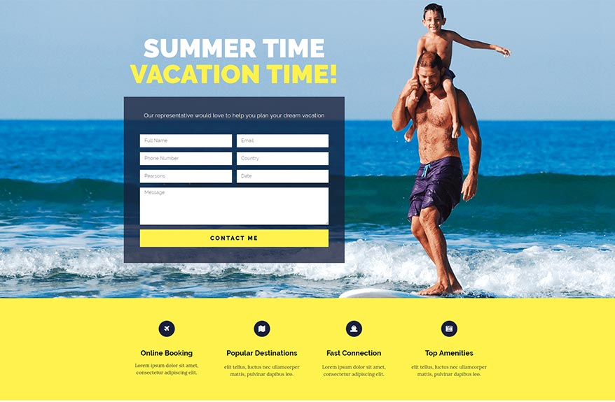 Free Elementor Template for a Vacation Homepage