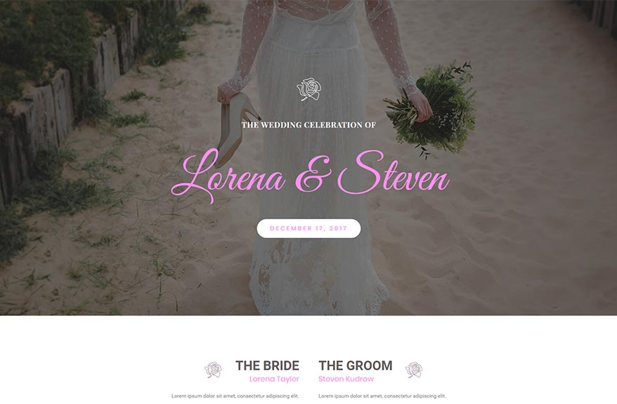Free Elementor Template Landing Page for a Wedding