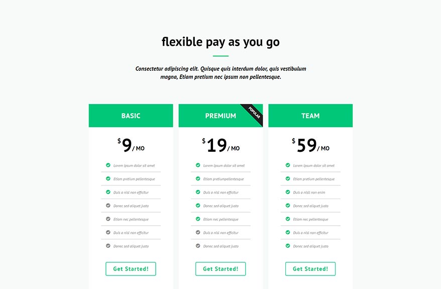 Free Elementor Pricing Page Template for a Software Company