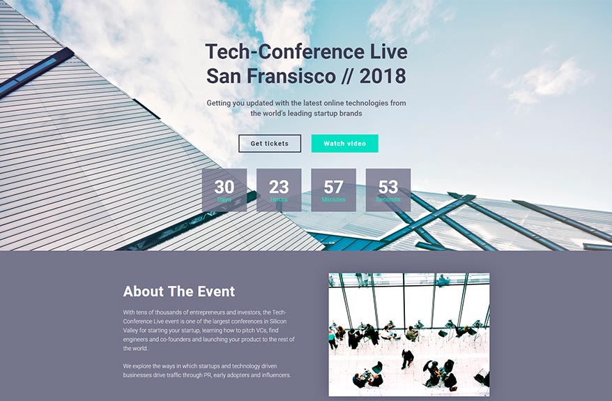 Free Elementor Template Landing Page for a Tech Conference