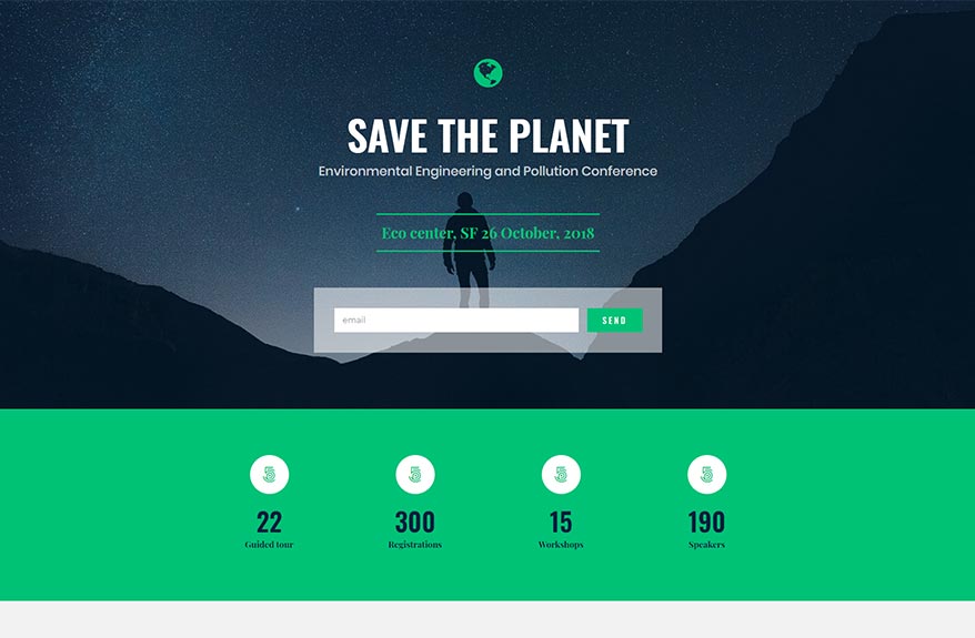 Free Elementor Template Landing Page for an Environmental Conference