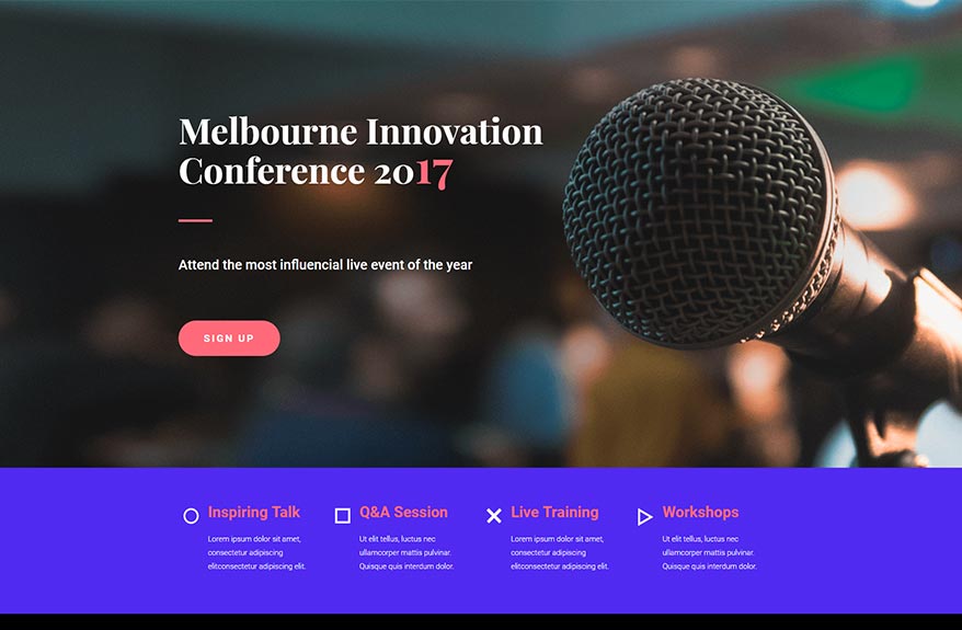 Free Elementor Template Landing Page for a Conference