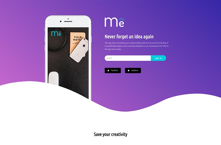 Free Elementor Template Landing Page for a Mobile App
