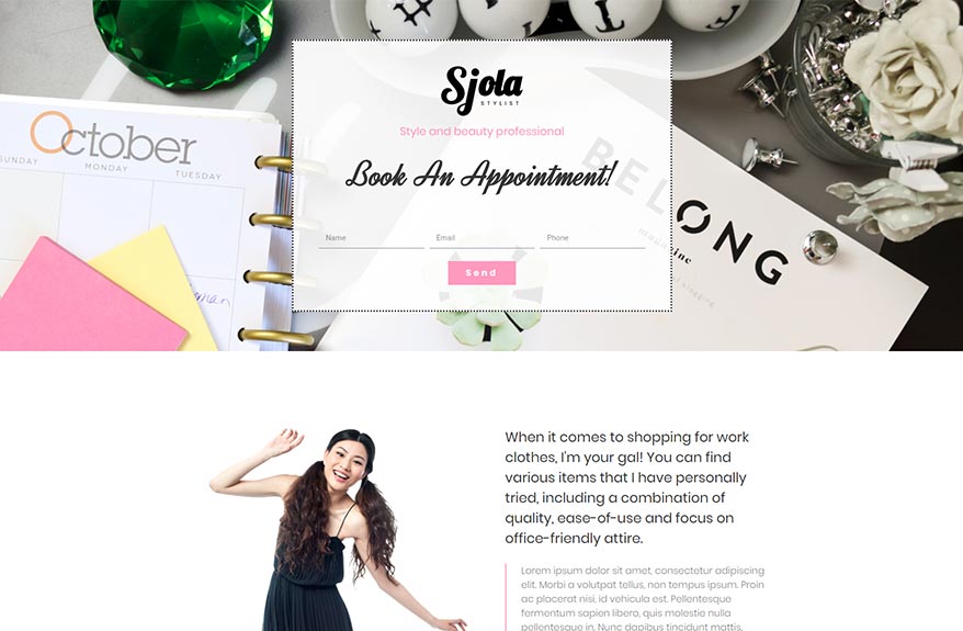 Free Elementor Template Landing Page for a Stylist